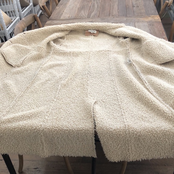 Faux shearling great coat XL from Tasha Polizzi. Light tan with cream interior - Picture 5 of 14